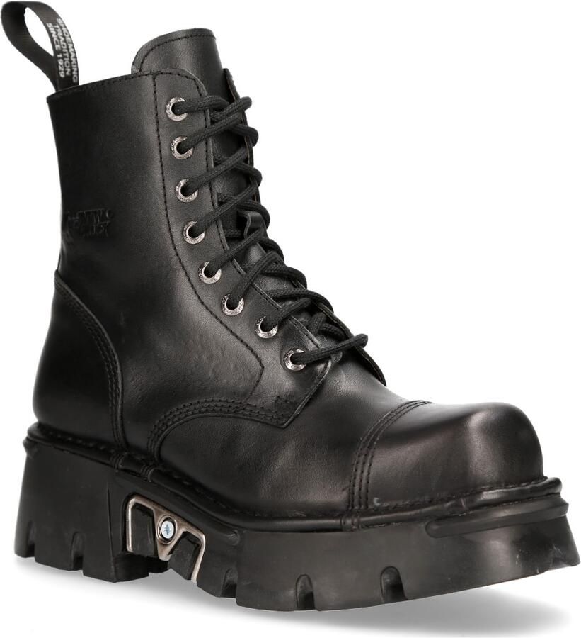 New Rock zwart lederen militaire bikerlaarzen M-NEWMILI083-S19