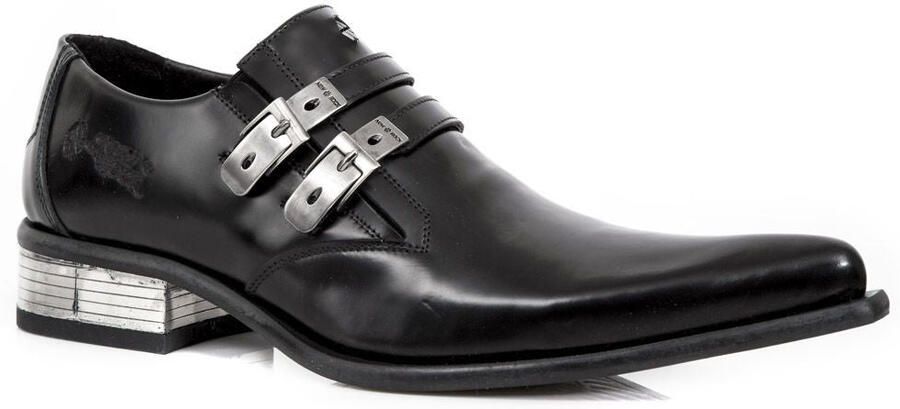 New Rock zwart lederen Newman schoenen met gesp M-2246-S14