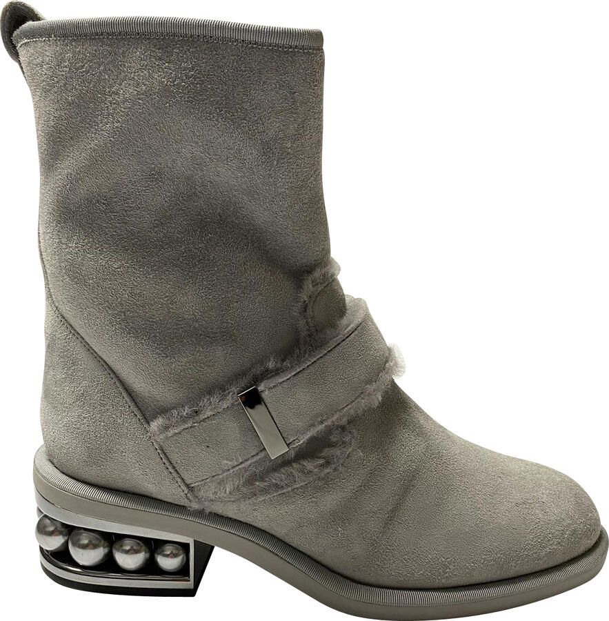 Nicholas Kirkwood Pre-owned Nicholas Kirkwood Casiti Parels Versierde Bikerboots in Grijs Suède