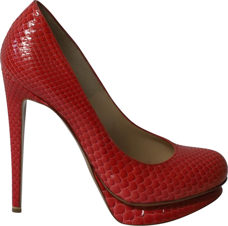 Nicholas Kirkwood Pre-owned Nicholas Kirkwood Slangenhuid Geprinte Plateau Hakken in Rood Patentleer