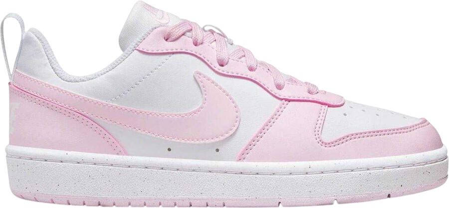 Nike Borough Low Recraft leren platte sneakers voor kinderen (Wit Roze)