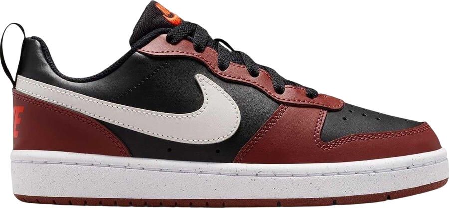 Nike Borough Low Recraft leren platte sneakers voor kinderen (Zwart Rood)