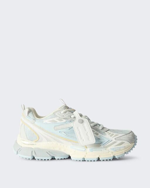 Off White Dames be right back sneaker crèmewit met neonblauw