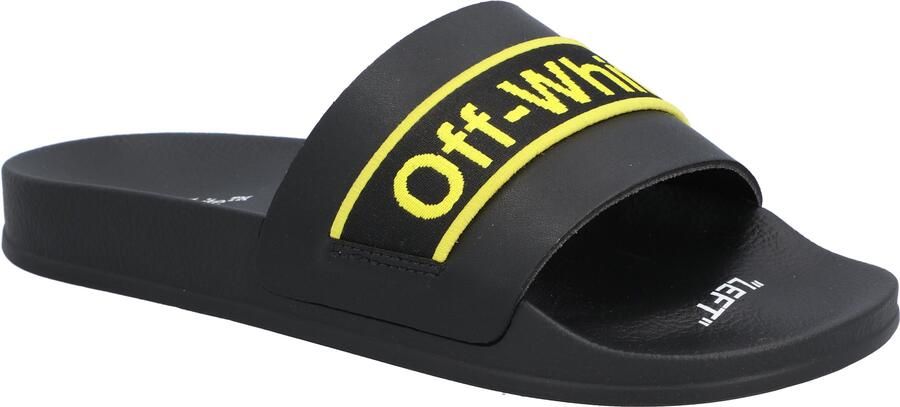 Off-White logo-print leren slippers