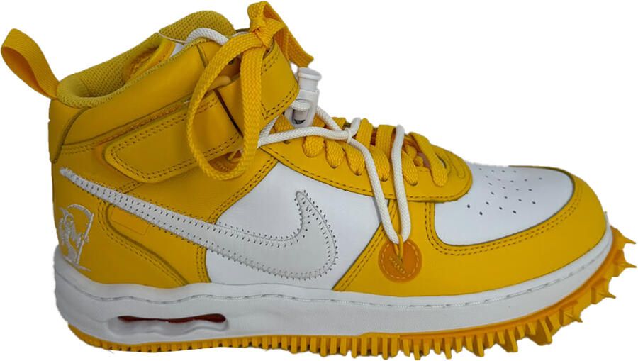 Off white Pre-owned Nike x Off-White Air Force 1 Mid SP Sneakers in Wit en Varsity Geel Leer