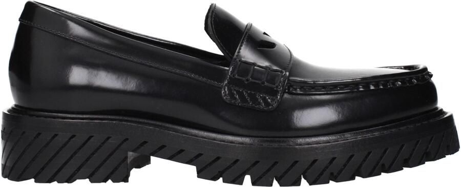 Off-White Zwarte Leren Instapschoenen