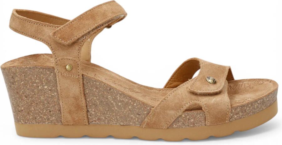 Panama Jack Dames Wedge Bark Bruine Suède Leren Sandals Julia B74