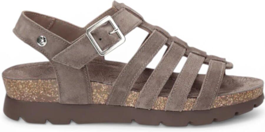 Panama Jack Dames Wedge Stone Grijze Suède Leren Sandals Sasha B6