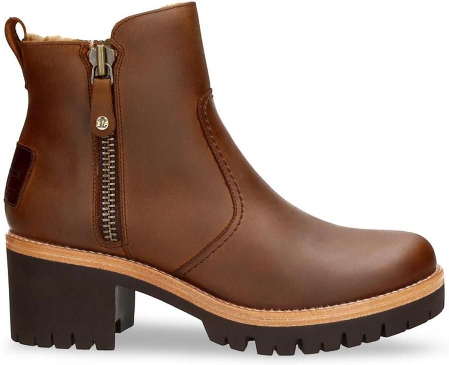 Panama Jack Pauline B9 Bark waterdichte leren enkellaarsjes met hak voor dames