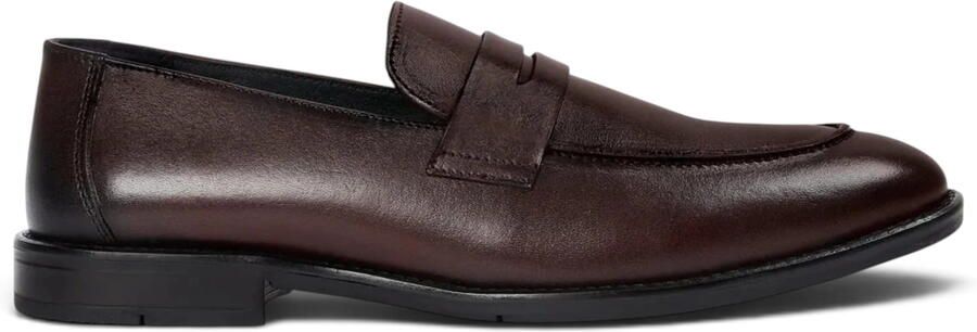 Paul Andrew heren penny loafers van bruin leer met moc toe-neus Ted