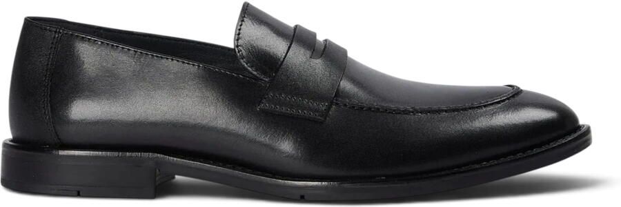 Paul Andrew heren penny loafers van zwart leer met moc toe-neus Ted