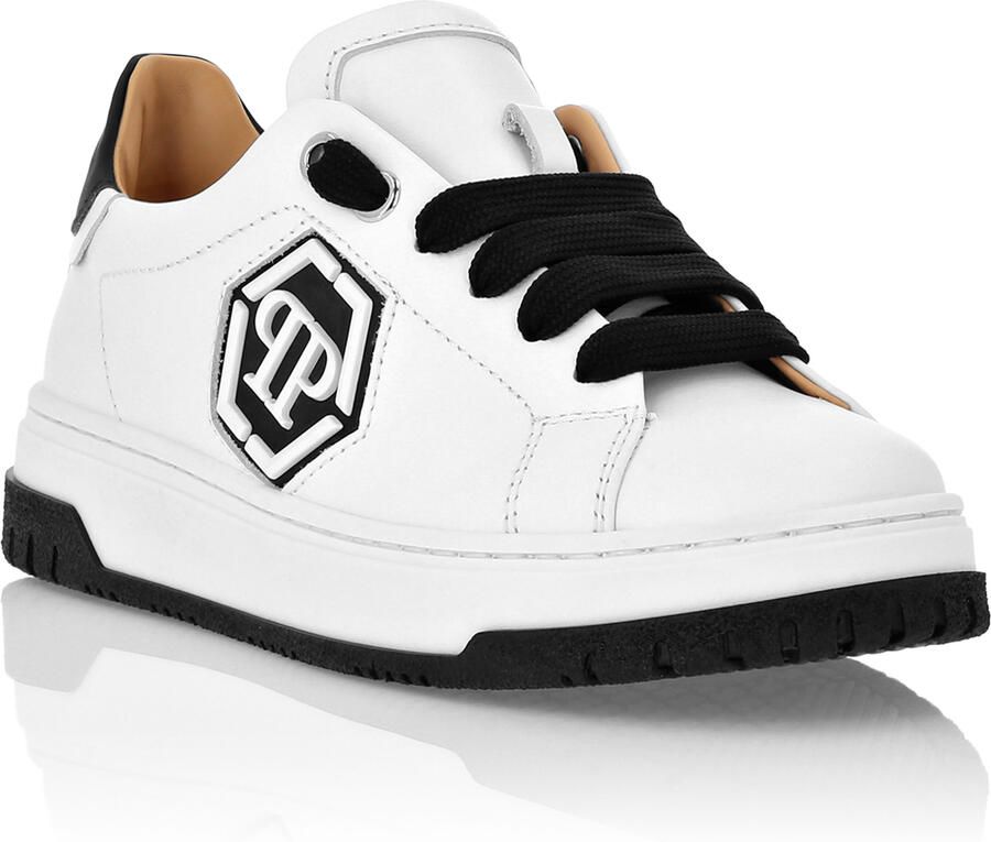 Philipp Plein Leather Lo-Top Sneakers Hexagon
