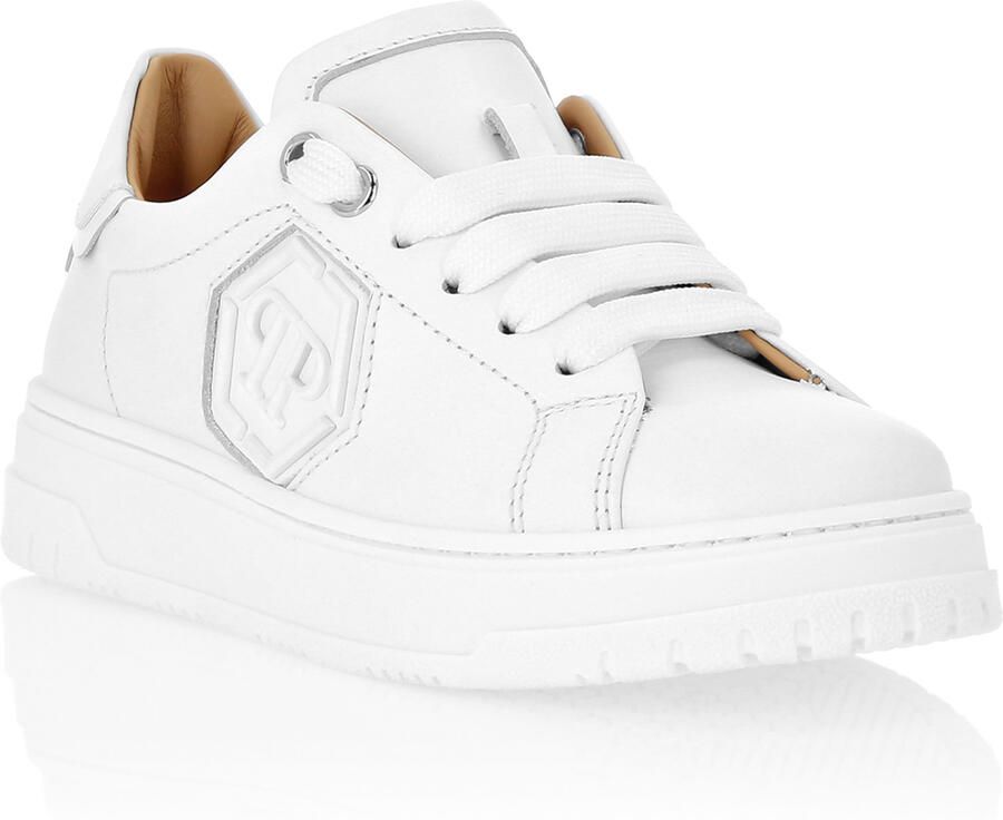 Philipp Plein Leather Lo-Top Sneakers Hexagon