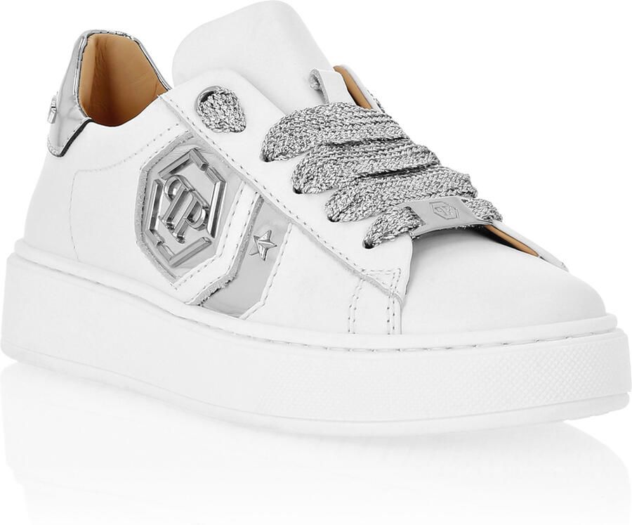 Philipp Plein Leather Lo-Top Sneakers Hexagon