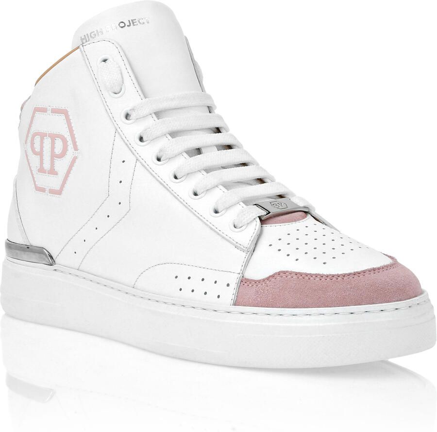 Philipp Plein Leather Mid-Top Sneakers Hexagon