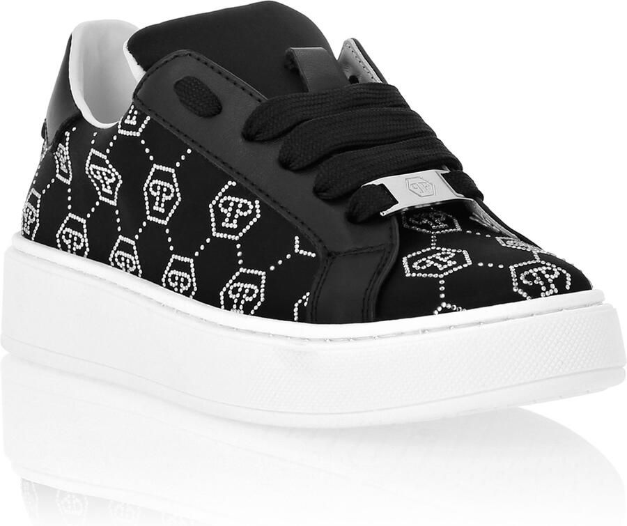 Philipp Plein Satin Lo-Top Sneakers Monogram Strass