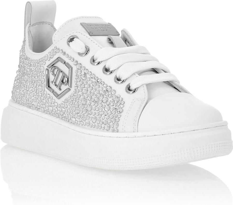 Philipp Plein Satin Lo-Top Sneakers Strass Hexagon