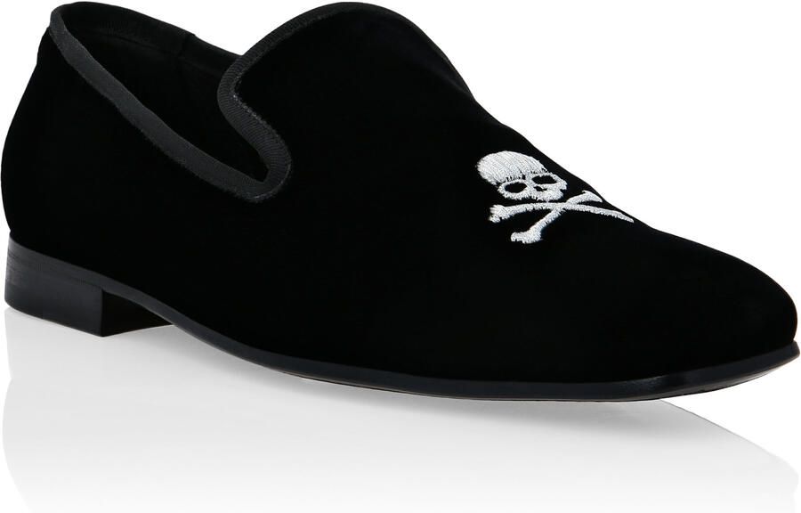 Philipp Plein Velvet Loafers Embroidery Skull