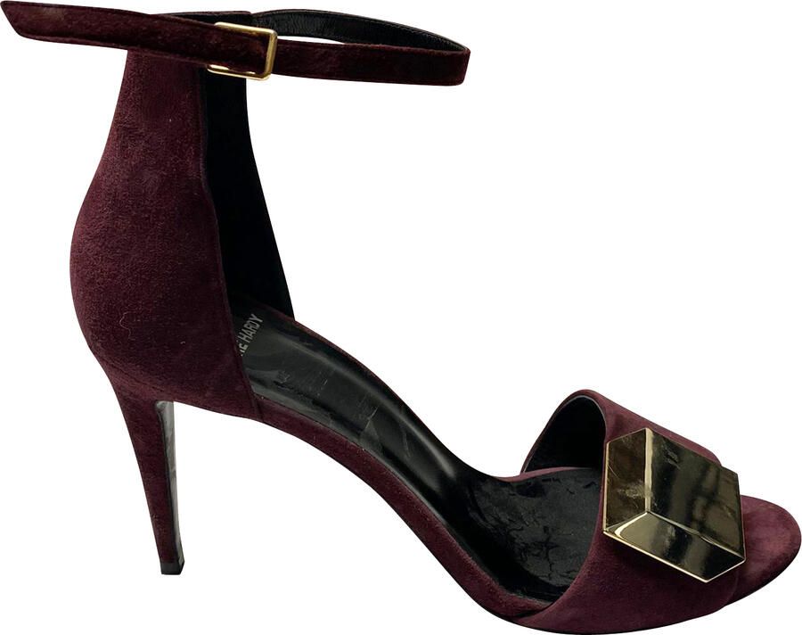 Pierre Hardy Pre-owned Pierre Hardy 3D Cube Enkelsandalen met Band in Bordeaurood Suèdine