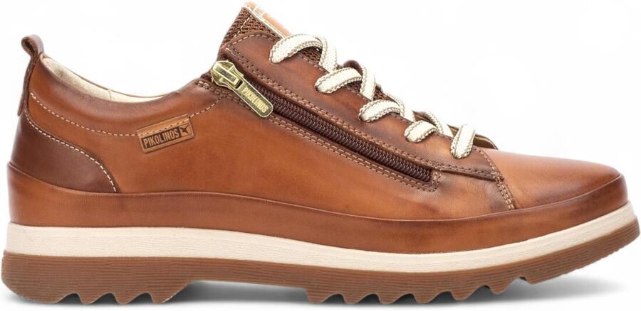 Pikolinos Brandy Bruine Leren Sneakers met Veters en Rits voor Dames Vigo