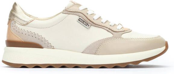 Pikolinos Dames Beige Leren Veterschoenen Sneakers Arrecife