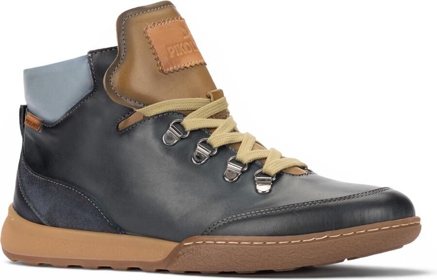 Pikolinos dames blauwe leren veterschoenen sneakers trainerschoenen Viana