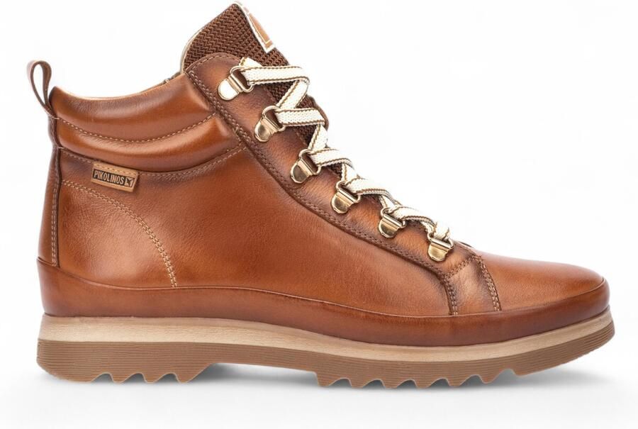 Pikolinos Dames Brandy Bruine Leren Enkellaarsjes Vigo