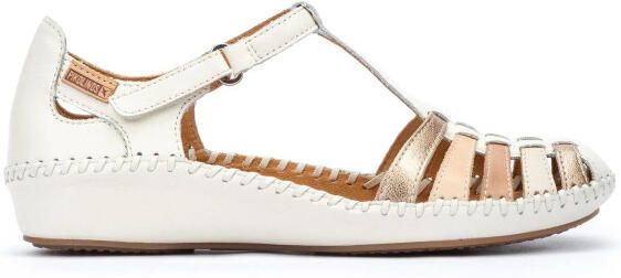 Pikolinos Dames Bruine Crème Leren Gevoerde Sleehak Sandalen P-Vallarta