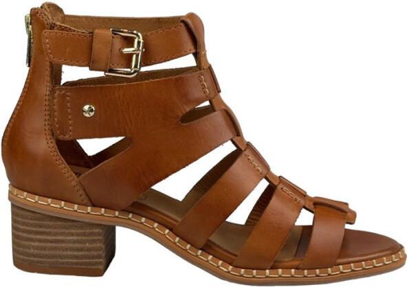 Pikolinos Dames Bruine Leren Block-Hak Gladiator Sandalen Blanes