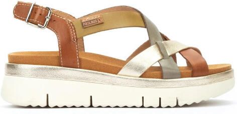 Pikolinos Dames Extra Lichte Bruine Leren Zomer Wedge Sandalen Palma