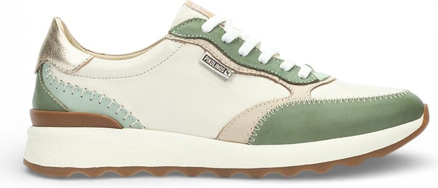 Pikolinos damessneakers van groen leer met vetersluiting Arrecife