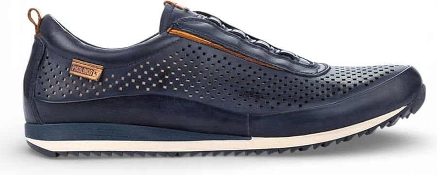 Pikolinos Heren Blauwe Leren Elastische Slip-on Sneakers Liverpool