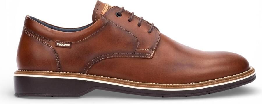 Pikolinos Heren Derby comfortabele schoenen van bruin leer met vetersluiting Bordeauxrood
