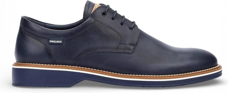 Pikolinos Heren Derby schoenen van blauw leer met vetersluiting Bordeauxrood