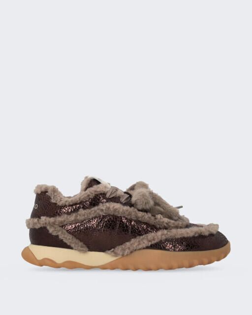 Pinko Dames gea sneaker met craquelé en bont