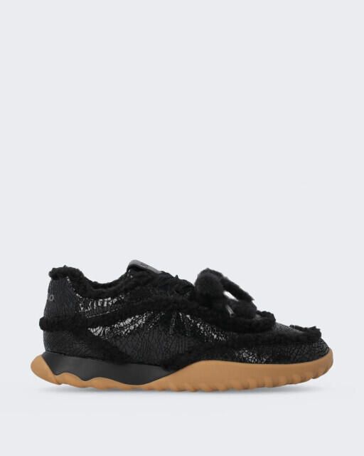 Pinko Dames gea sneaker met craquelé en bont