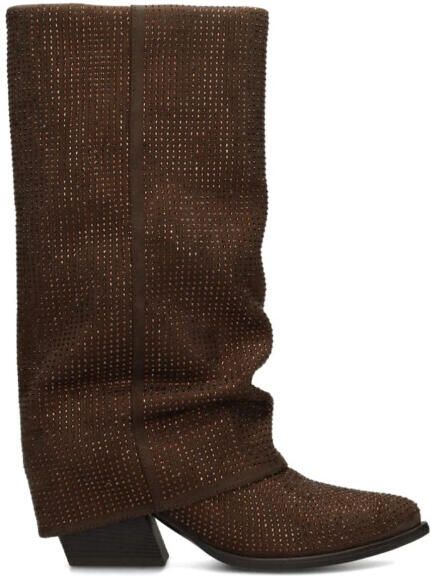 Poelman Ps lois laarzen studs dark brown hoge laarzen dames