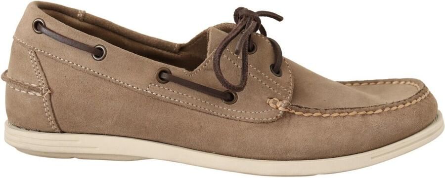 Pollini Beige Suède Lage Mocassin Loafers Casual Heren Schoenen
