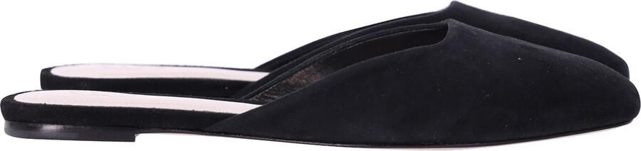 Porte Paire Pre-Owned Porte & Paire Platte muiltjes met vierkante neus van zwart suède