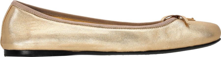 Prada Pre-owned Prada ballerina's met logo-plaatje en strik in metallic goudkleurig leer