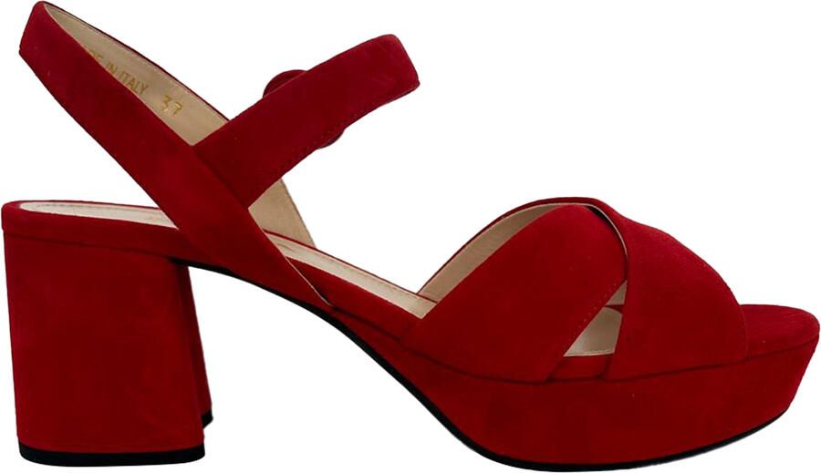 Prada Pre-owned Prada Crisscross Block Heels in rood suède