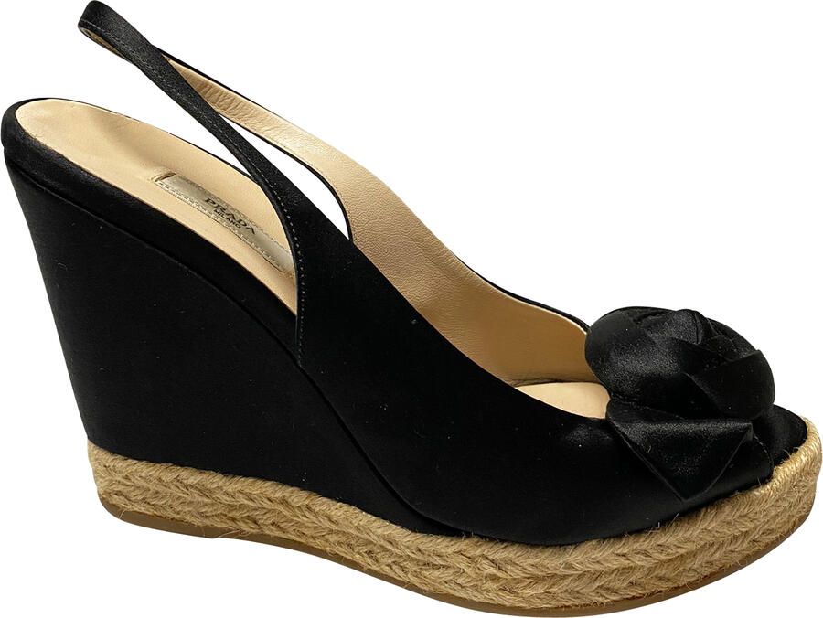 Prada Pre-owned Prada Espadrille Sandalen in Zwart Zijde
