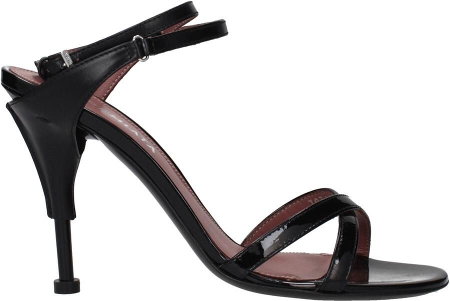 Premiata Zwarte Leren Stiletto Hak Sandalen