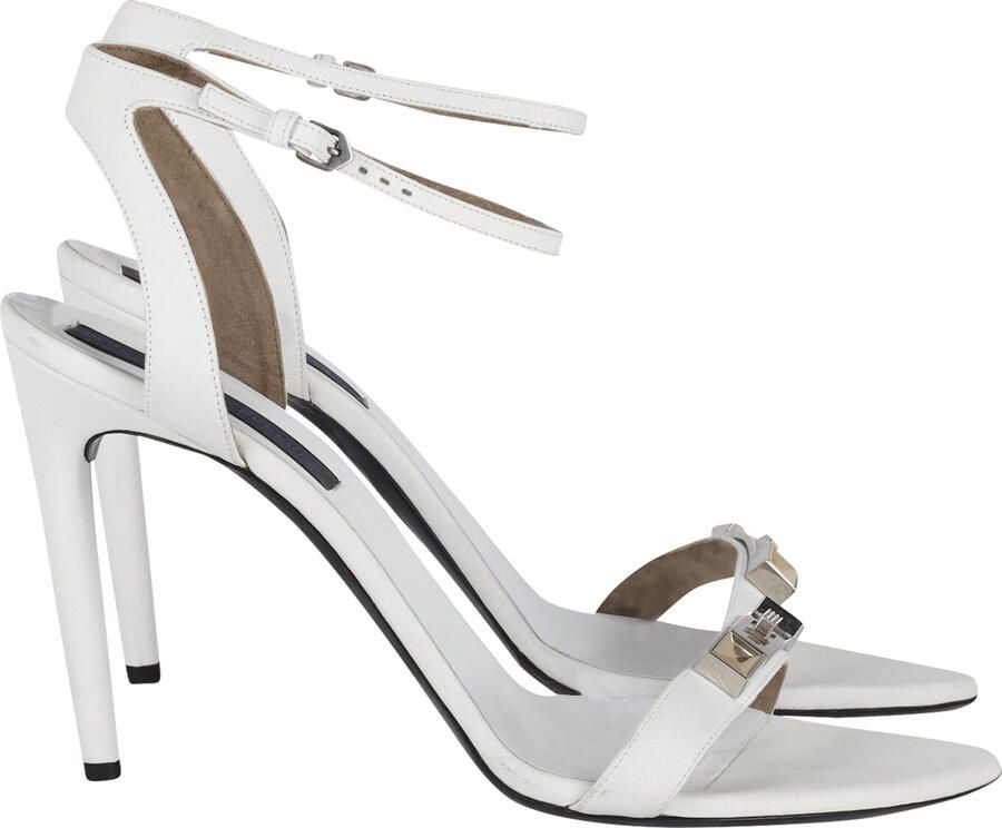 Proenza Schouler Pre-owned Proenza Schouler Enkelband Sandalen met Geometrische Hardware in Witte Leer