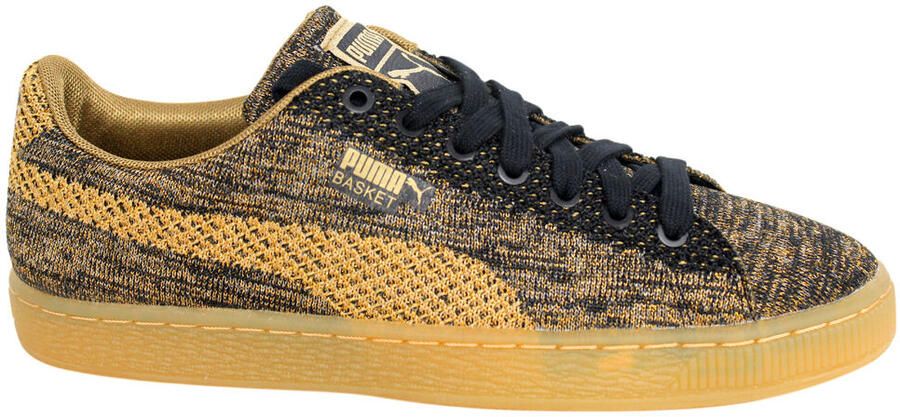 Puma Basket Knit Metallic Goud Heren Veterschoenen 363087 02 B24C