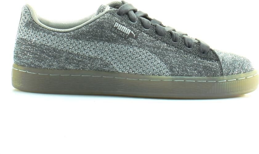Puma Basket Knit Metallic Zilver Textiel Heren Lace Up Trainers 363087 01
