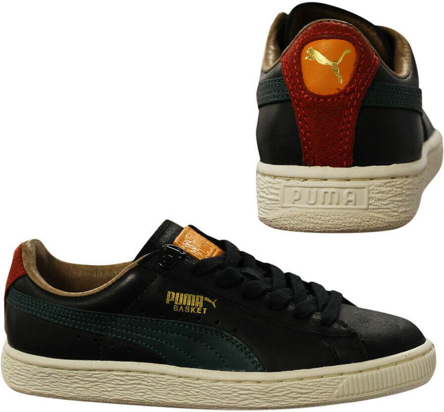 Puma Basket MMQ Lace Up Leer Textiel Heren Zwart Trainers 355551 02 B73A