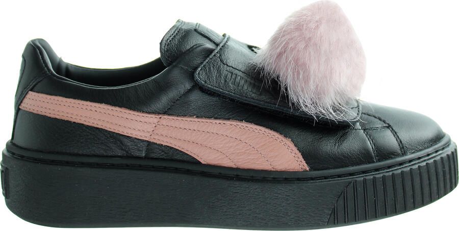 Puma Basket Platform PomPom Damestrainers Zwart