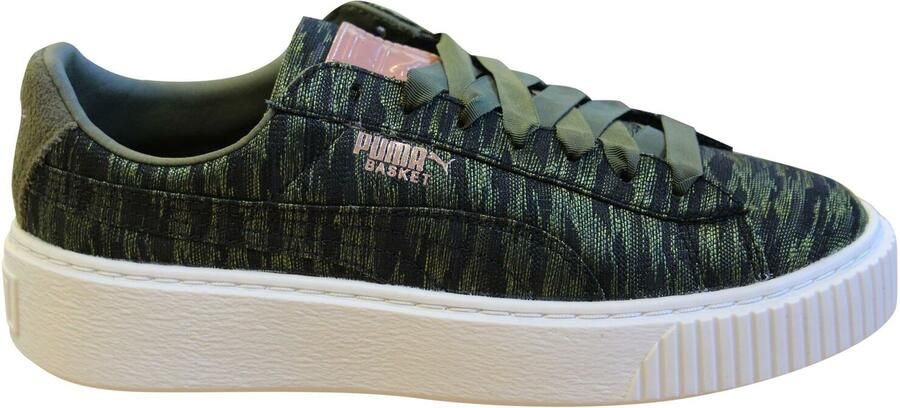 Puma Basket Platform Velvet Rope Olive Low Lace Up Damestrainers 364092 01