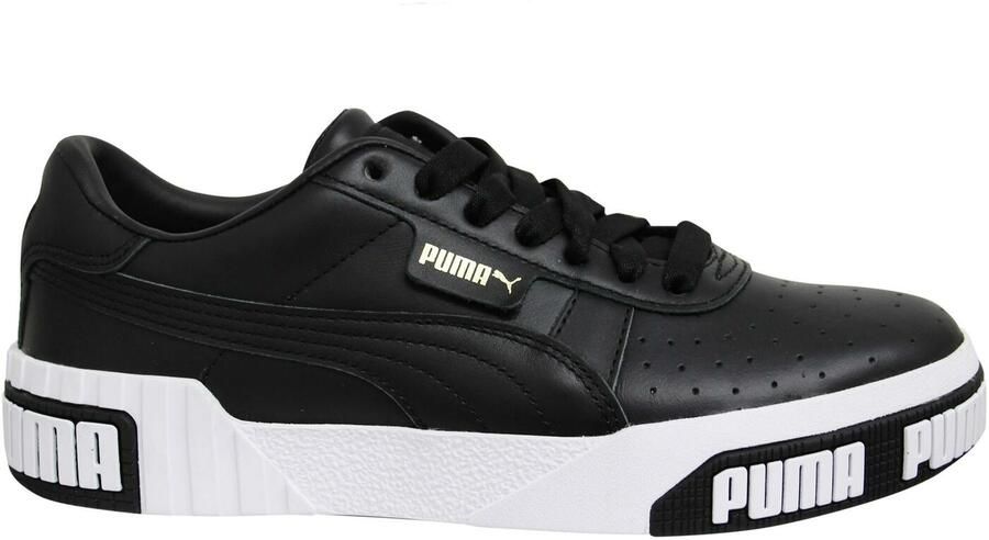 Puma Cali Bold Damestrainers Zwart Wit Leer Veterschoenen 370811 03